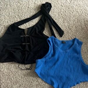 Two Stylish Black and Blue Women's Tops